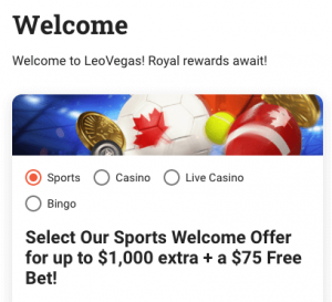 Leovegas Welcome bonus