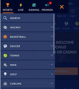 sports interaction menu canada