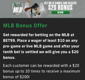 Bet99 offers baseball MLB Toronto vs Tampa Bay